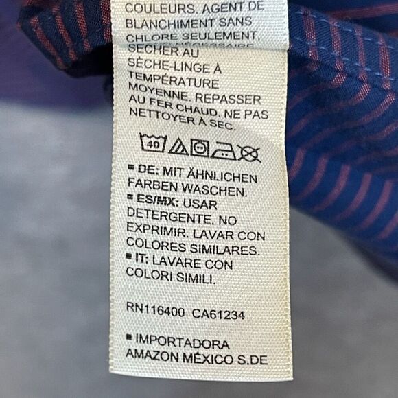 NWT GOODTHREADS Button Down Shirt Men’s XL Blue Red Stripe Poplin Slim Fit Work - Picture 6 of 14